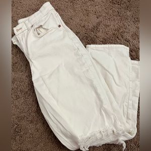 Off white color distressed Cropped mom jeans